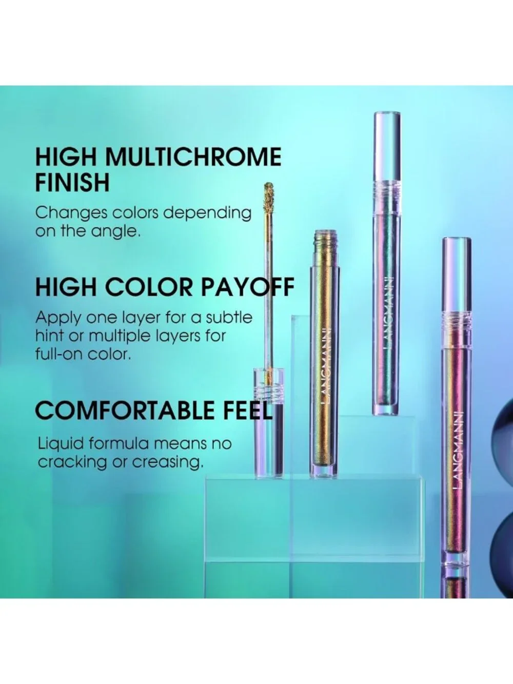 3Pcs Holographic Multichrome Liquid Eyeshadow Set - Iridescent Makeup Trio